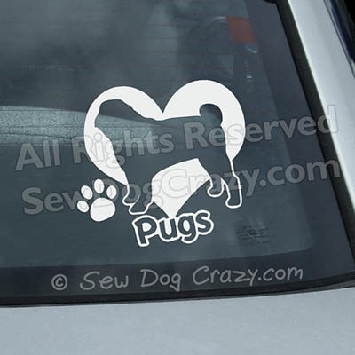 Love Pugs Car Window Sticker