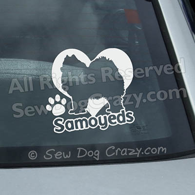 Love Samoyeds Car Window Sticker