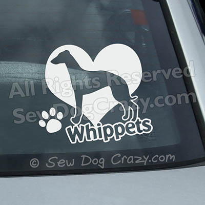 Love Whippets Car Decal