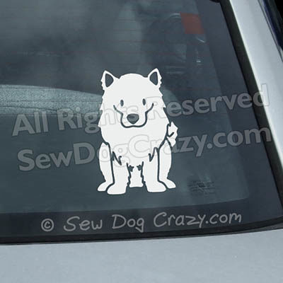 Cartoon American Eskimo Dog Car Window Stickers