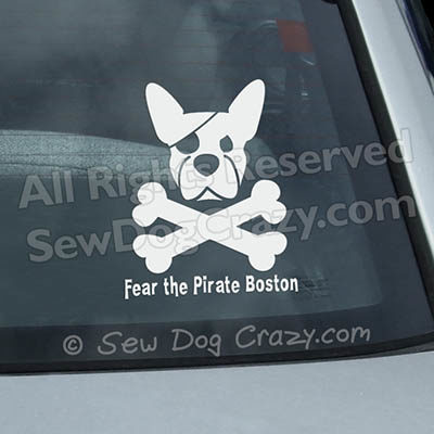 Pirate Boston Terrier Window Sticker