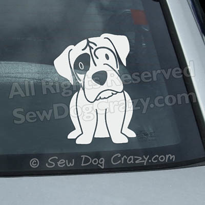 White Boxer Car Window Stickers