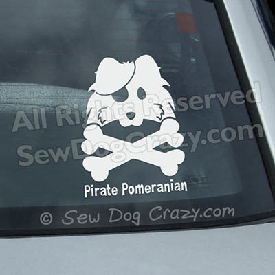 Pirate Pomeranian Car Sticker