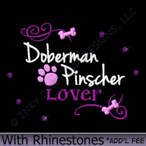 Doberman Pinscher Rhinestones Apparel