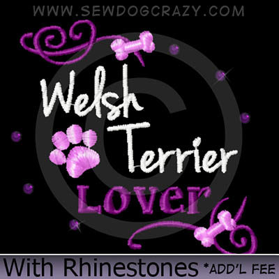 Rhinestones Embroidered Welsh Terrier Shirt