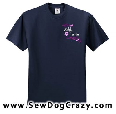Pretty Embroidered Welsh Terrier Tee