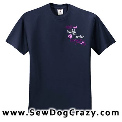 Pretty Embroidered Welsh Terrier Tee