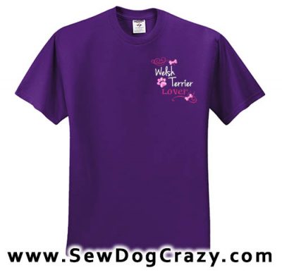 Pretty Embroidered Welsh Terrier Tshirt