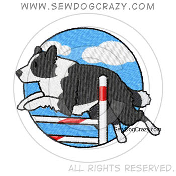 Embroidered Border Collie Jumping Shirts