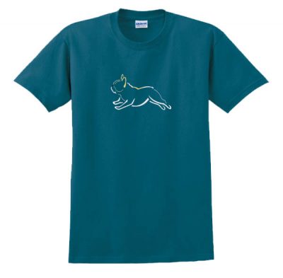 Jumping French Bulldog Embroidered T-Shirt