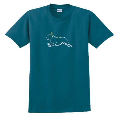 Jumping French Bulldog Embroidered T-Shirt