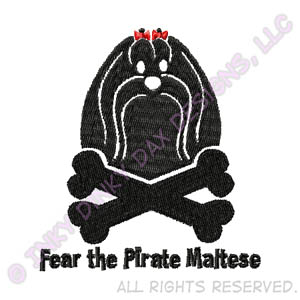 Unique Pirate Maltese Embroidery