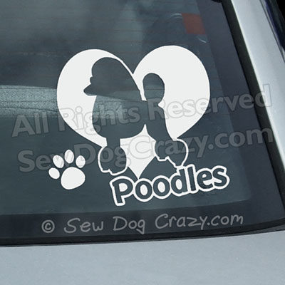Heart Poodles Window Decals