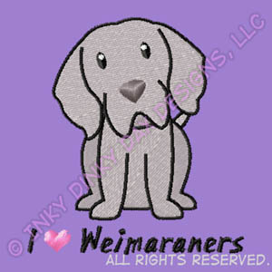 I Love Weimaraners Embroidery Apparel