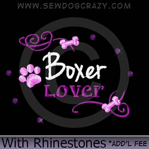 Embroidered Rhinestones Boxer Dog Shirts