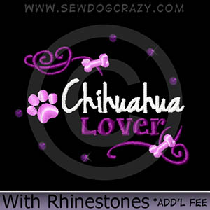 Rhinestones Chihuahua Embroidered Shirts