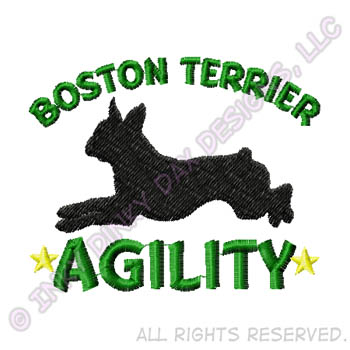 Agility Boston Terrier Embroidery