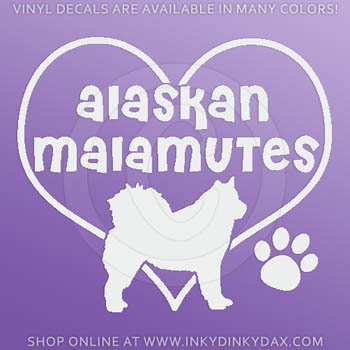 I Love Alaskan Malamutes Stickers