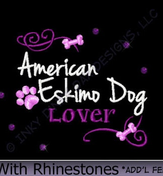 American Eskimo Dog Rhinestones Embroidery