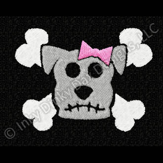 Dog Skull and Crossbones Embroidery