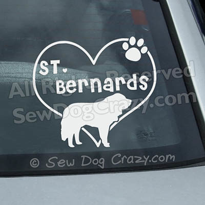 Love St Bernards Car Window Sticker