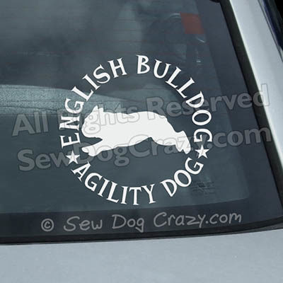 English Bulldog Agility Car Window Stickers