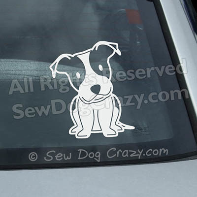Cartoon Pit Bull Car Window Stickers