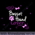 Rhinestones Basset Hound Embroidery