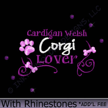 Rhinestones Cardigan Welsh Corgi Embroidery