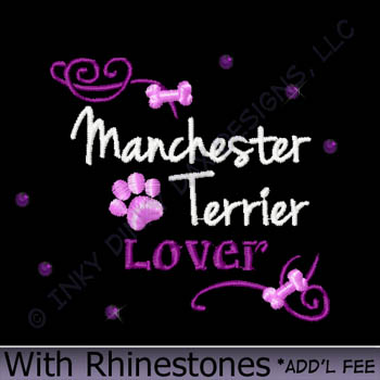 Rhinestones Manchester Terrier Embroidery