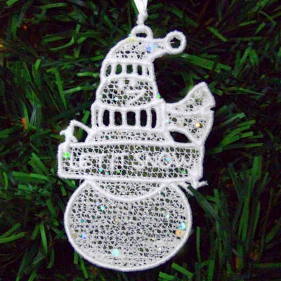 Embroidered Snowman Ornament
