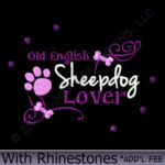 Rhinestones Old English Sheepdog Embroidery