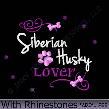 Rhinestones Siberian Husky Embroidery