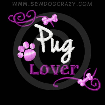 Pretty Embroidered Pug Lover Gifts