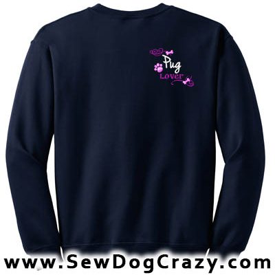 Pretty Embroidered Pug Lover Sweatshirt