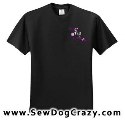 Pretty Embroidered Pug Lover TShirt