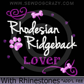 Rhinestones Rhodesian Ridgeback Embroidered Shirts