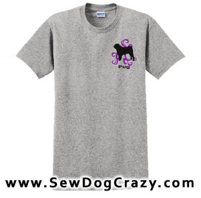 Cool Embroidered Pug Tshirts
