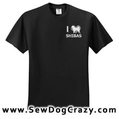 Embroidered I Love Shiba Inus Tshirt