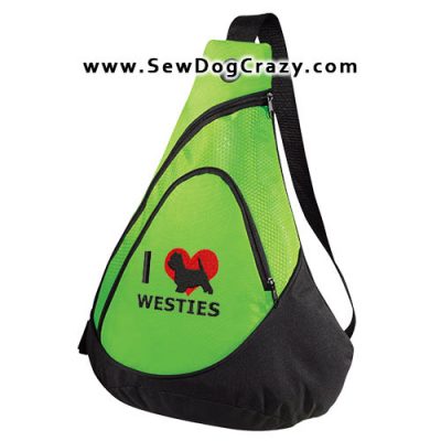 I Love Westies Embroidered Bag
