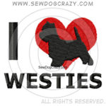 I Love Westies Embroidered Shirts