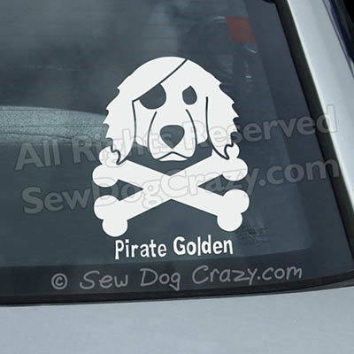 Golden Retriever Pirate Window Stickers