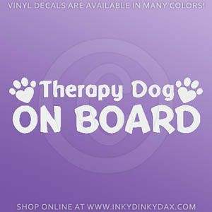 Therapy Dog On Board Decals