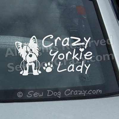 Crazy Yorkie Lady Car Window Stickers