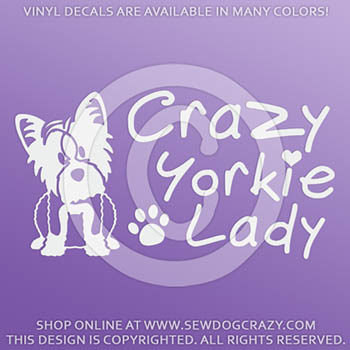 Crazy Yorkie Lady Decals