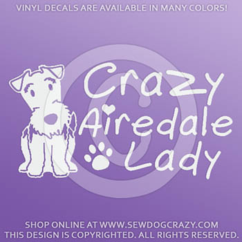 Crazy Airedale Lady Decals