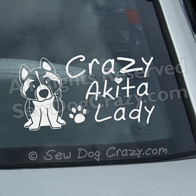 Crazy Akita Lady Car Window Stickers