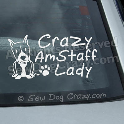 Crazy AmStaff Lady Window Decals
