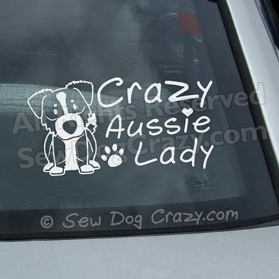 Tri Aussie Crazy Lady Window Stickers