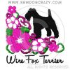 Hibiscus Wire Fox Terrier Embroidered T-Shirt